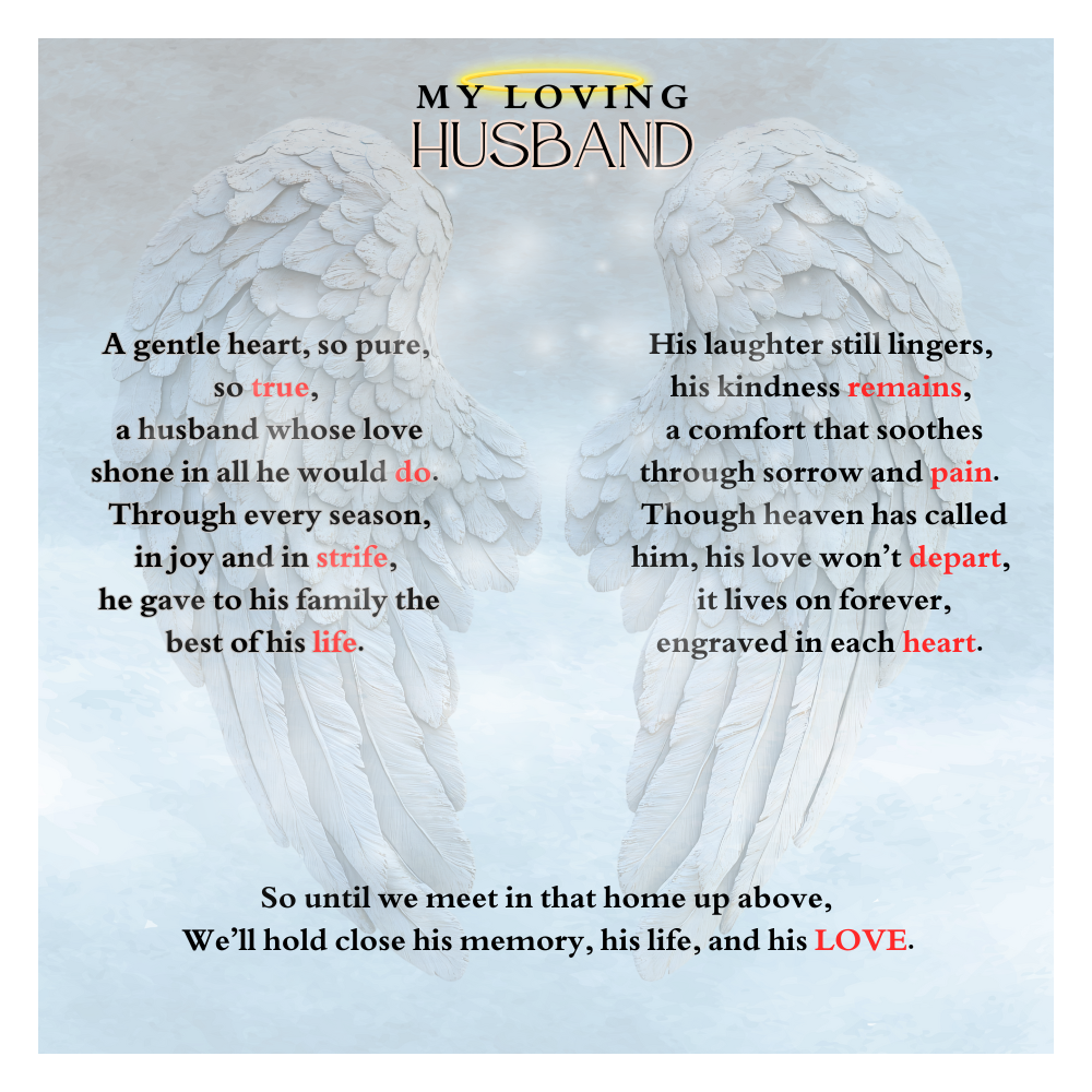 IN LOVING MEMORY OF MY LOVING HUSBAND HEART NECKLACE