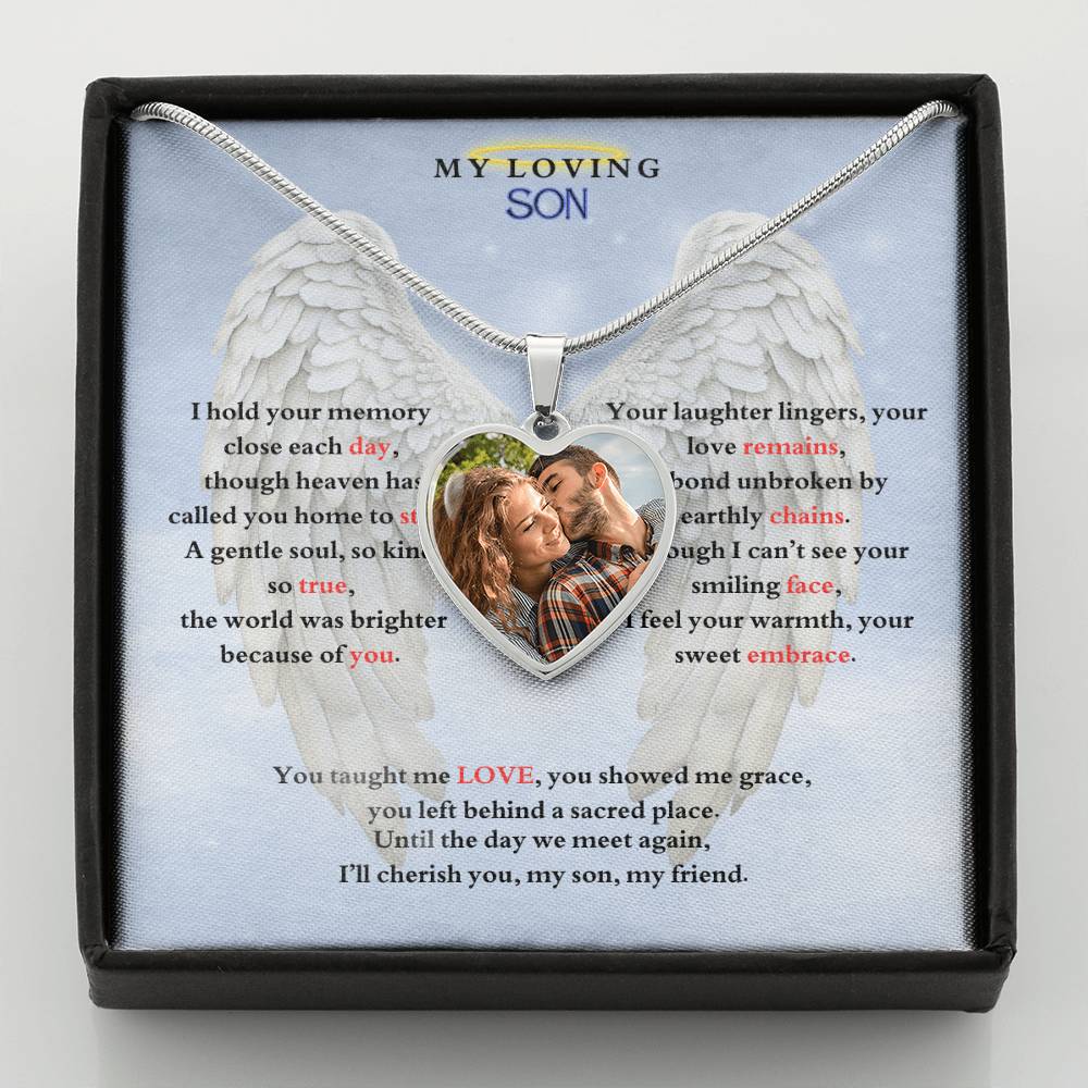 IN LOVING MEMORY OF MY LOVING SON HEART NECKLACE