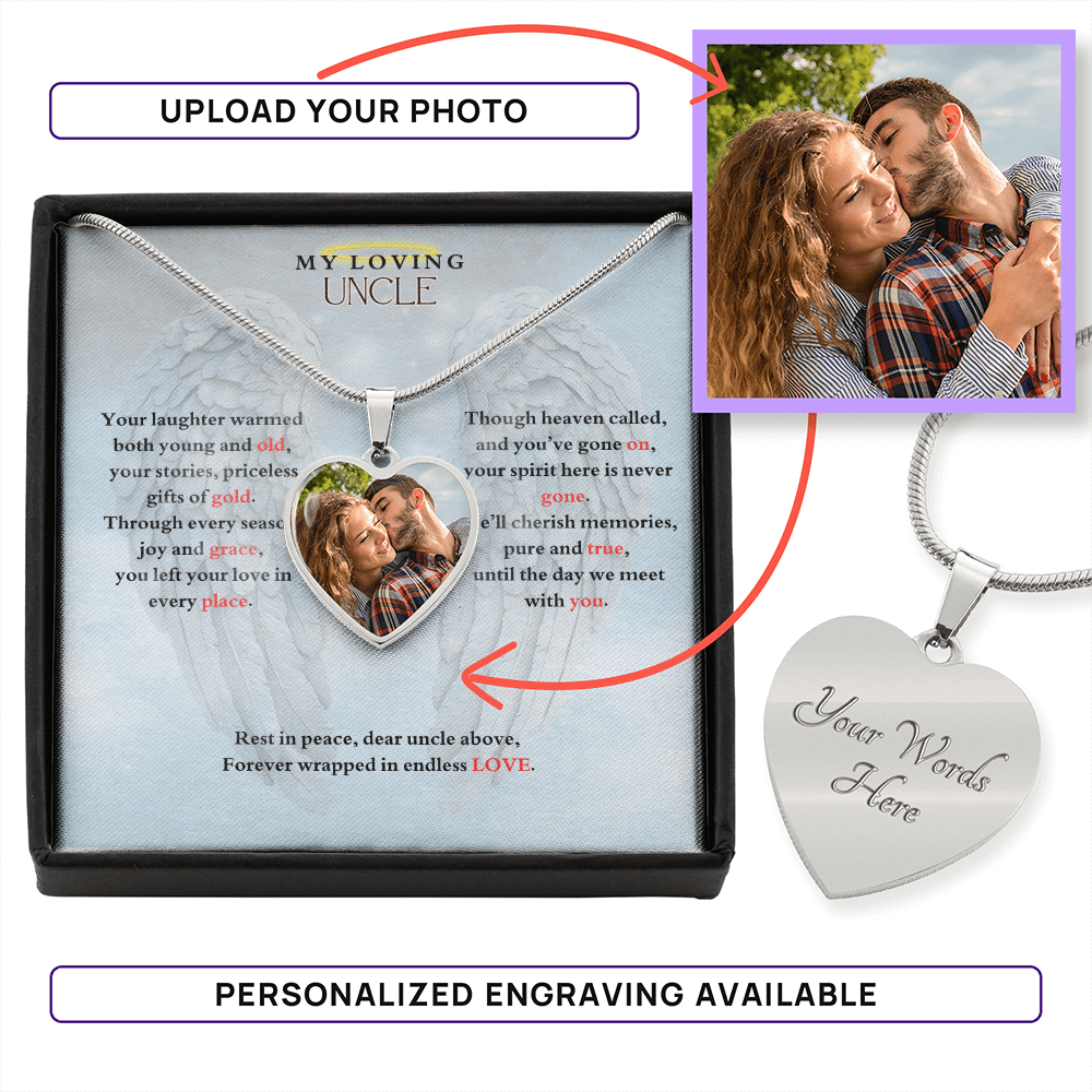 IN LOVING MEMORY OF MY LOVING UNCLE HEART NECKLACE