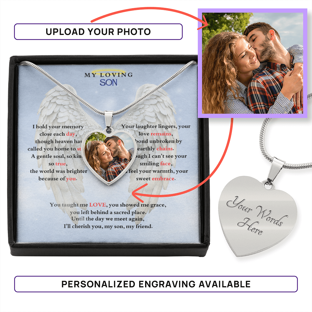 IN LOVING MEMORY OF MY LOVING SON HEART NECKLACE