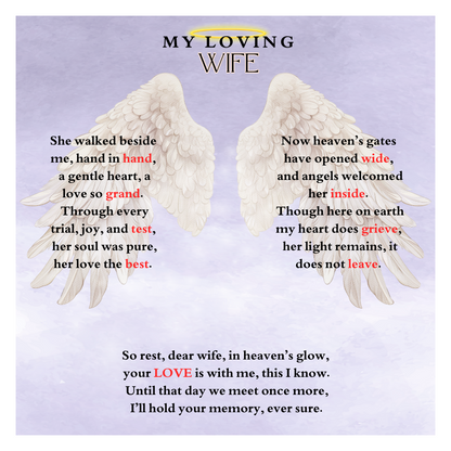 IN LOVING MEMORY OF MY LOVING WIFE HEART NECKLACE