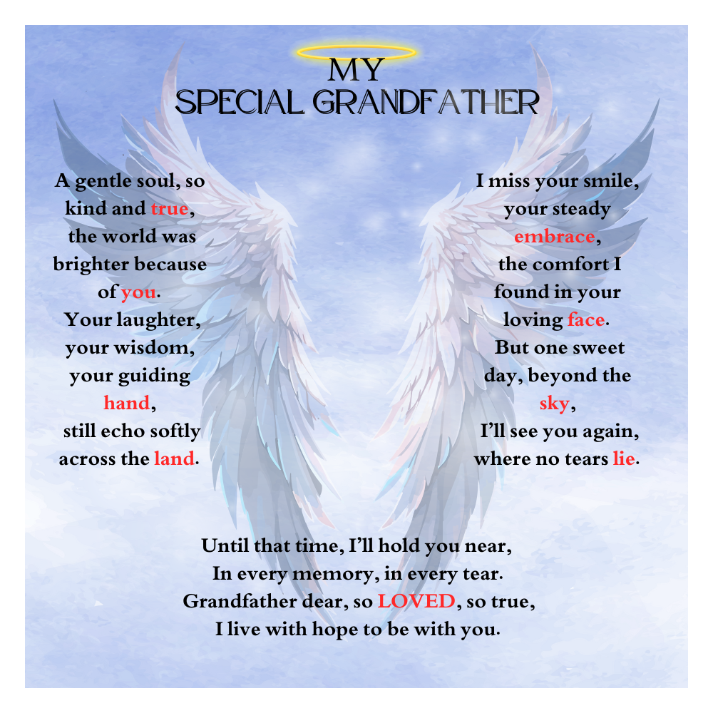 IN LOVING MEMORY OF MY SPECIAL GRANDFATHER HEART NECKLACE