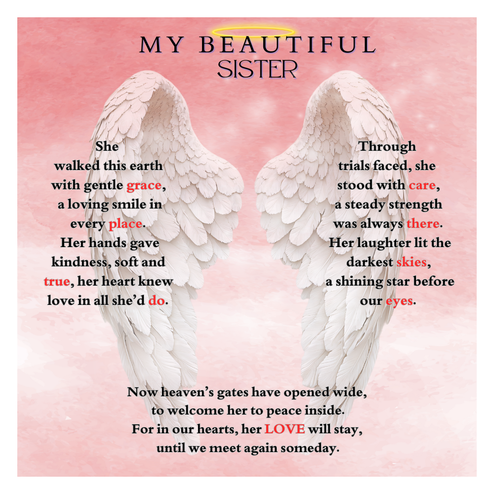 IN LOVING MEMORY OF MY BEAUTIFUL SISTER HEART NECKLACE