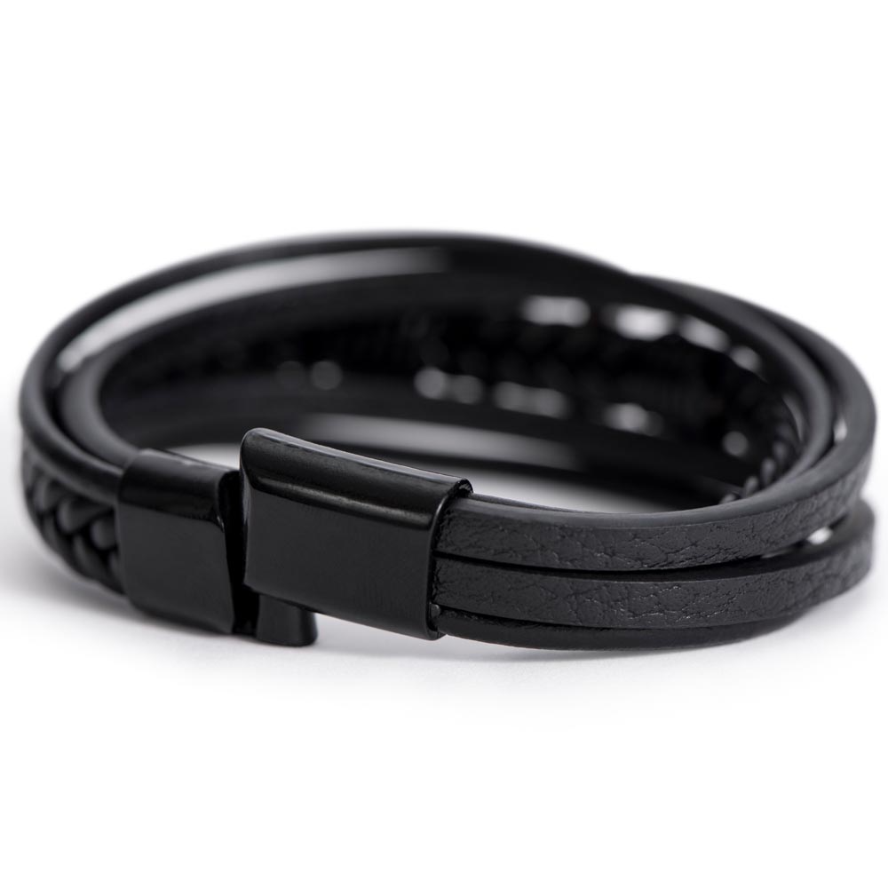 WITH LOVE KAGE MEN'S CROSS LEATHER BRACELET