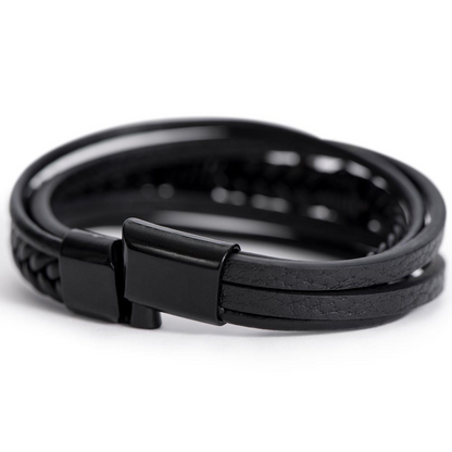 WITH LOVE KAGE MEN'S CROSS LEATHER BRACELET