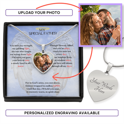 IN LOVING MEMORY OF MY SPECIAL FATHER HEART NECKLACE