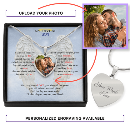 IN LOVING MEMORY OF MY LOVING SON HEART NECKLACE