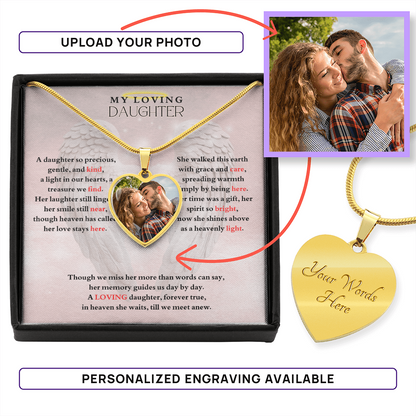 IN LOVING MEMORY OF MY LOVING DAUGHTER HEART NECKLACE