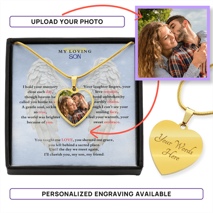 IN LOVING MEMORY OF MY LOVING SON HEART NECKLACE