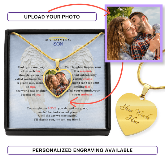 IN LOVING MEMORY OF MY LOVING SON HEART NECKLACE
