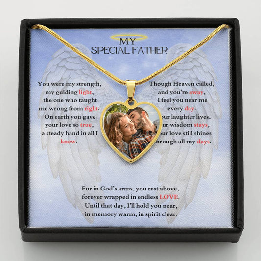 IN LOVING MEMORY OF MY SPECIAL FATHER HEART NECKLACE