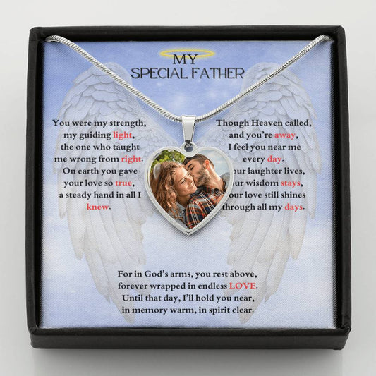 IN LOVING MEMORY OF MY SPECIAL FATHER HEART NECKLACE